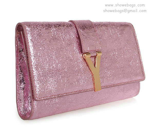 YSL belle de jour iridescent leather clutch 26570 pink